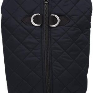 Gooby Fashion Vest Dog Jacket - Black, Medium - Warm Zip Up Bomber Vest with Dual D Ring Leash - Winter Water Resistant Small Dog Sweater