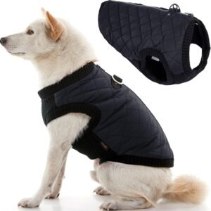 Alternative view of Gooby Fashion Vest Dog Jacket - Black, Medium - Warm Zip Up Bomber Vest with Dual D Ring Leash - Winter Water Resistant Small Dog Sweater