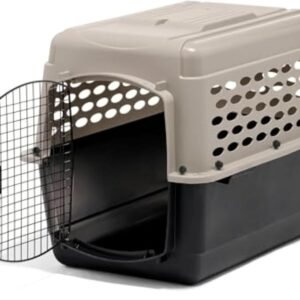 Petmate Vari Dog Kennel - Portable Dog Carriers & Crates for Medium Dogs, Airline-Friendly, Durable Plastic, Pet Carrier For Home and Travel, 32 Inches, Taupe and Black