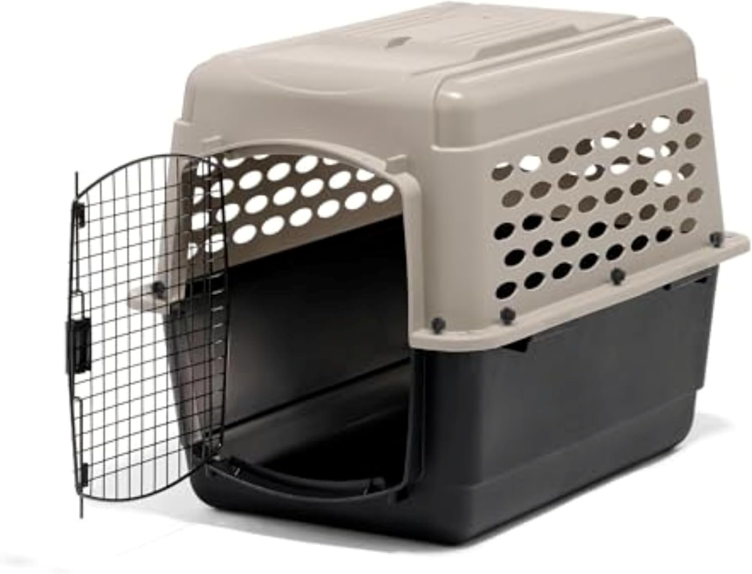 Petmate Vari Dog Kennel - Portable Dog Carriers & Crates for Medium Dogs, Airline-Friendly, Durable Plastic, Pet Carrier For Home and Travel, 32 Inches, Taupe and Black