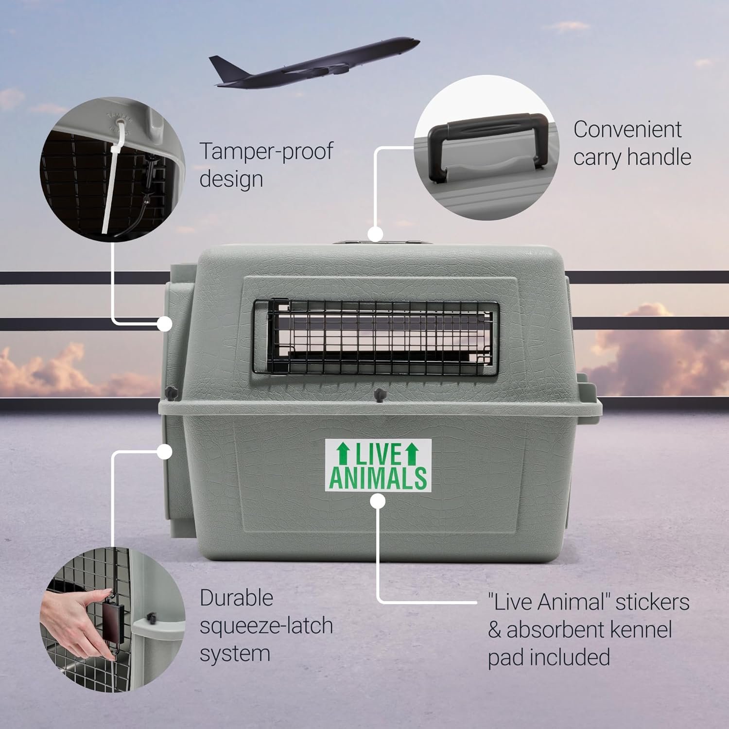 Petmate Sky Kennel - For Air and Travel, Airline Compliant Dog Crate for Pets up to 15 lbs, Heavy Duty Dog Kennel, Made in the USA- 21 Inches - Image 5