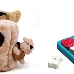 Outward Hound Hide A Squirrel Plush Dog Toy Puzzle (Large) and Outward Hound Nina Ottosson Dog Brick Interactive Treat Puzzle Dog Toy