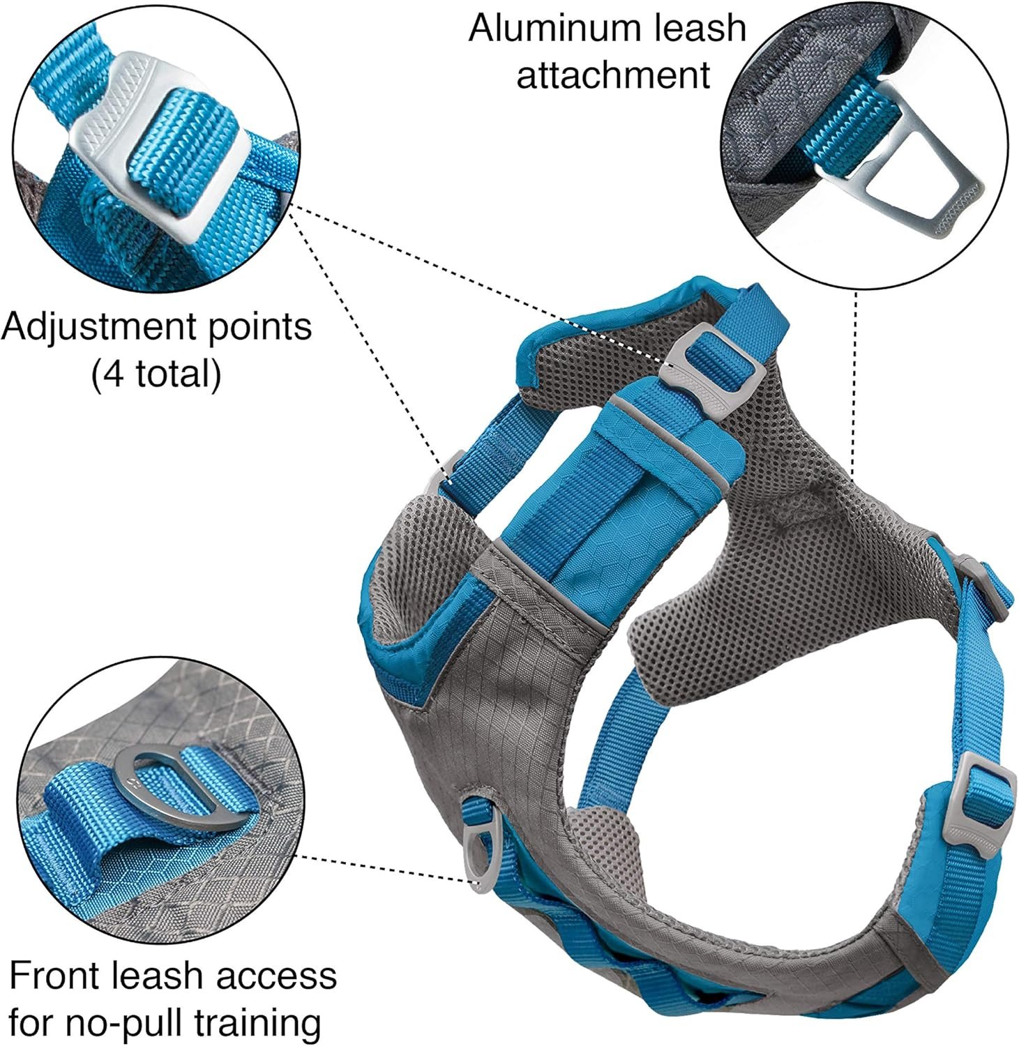 Kurgo Journey Air Dog Harness, Vest Harnesses for Dogs, Pet Hiking Harness for Running & Walking, Reflective, Padded, Includes Control Handle, No Pull Front Clip (Coral, Medium) - Image 2