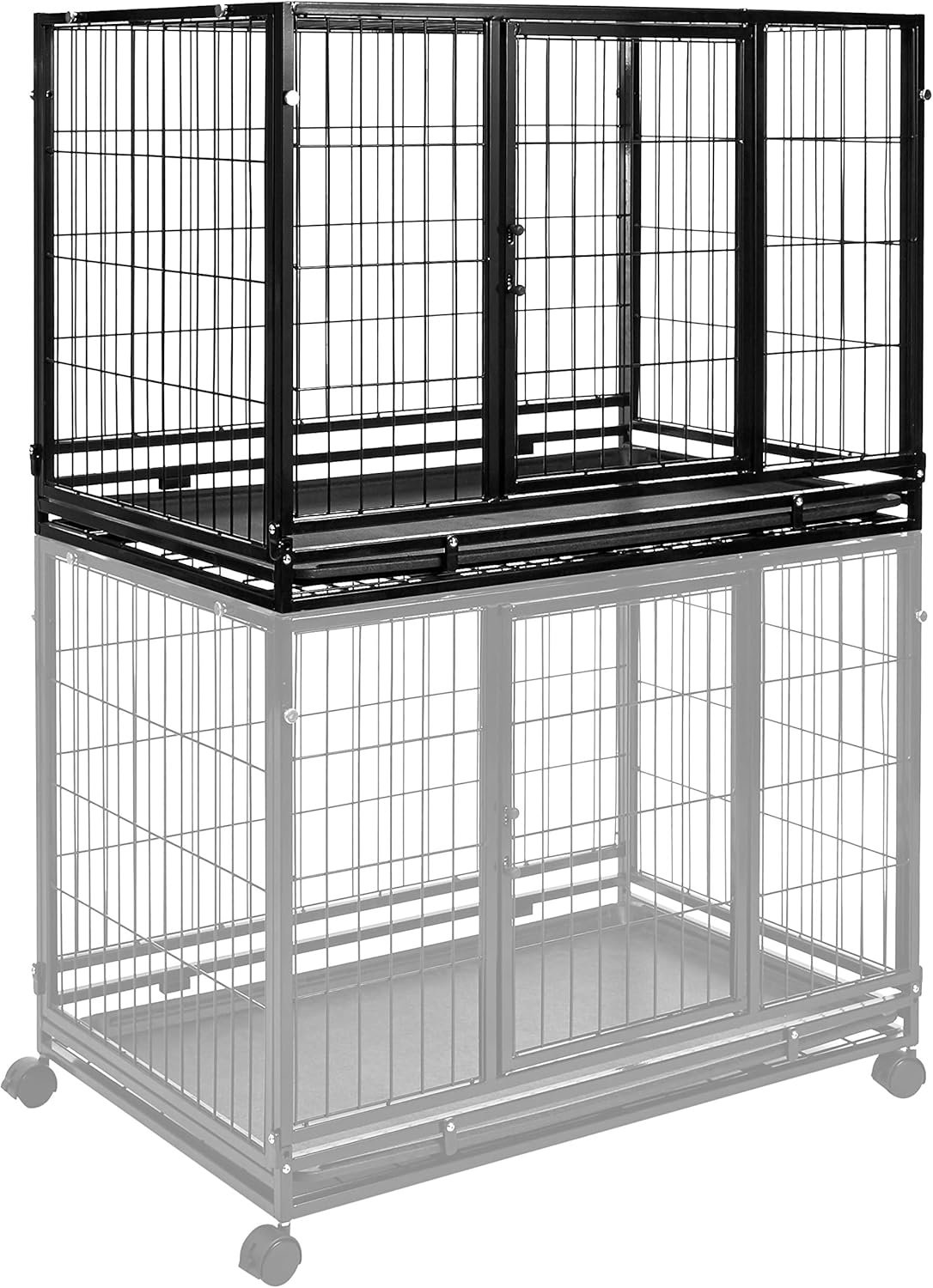 Amazon Basics - Portable Heavy Duty Stackable Dog & Pet Kennel with Tray, Black, 24.0"L x 28.0"W x 37.0"H - Image 2