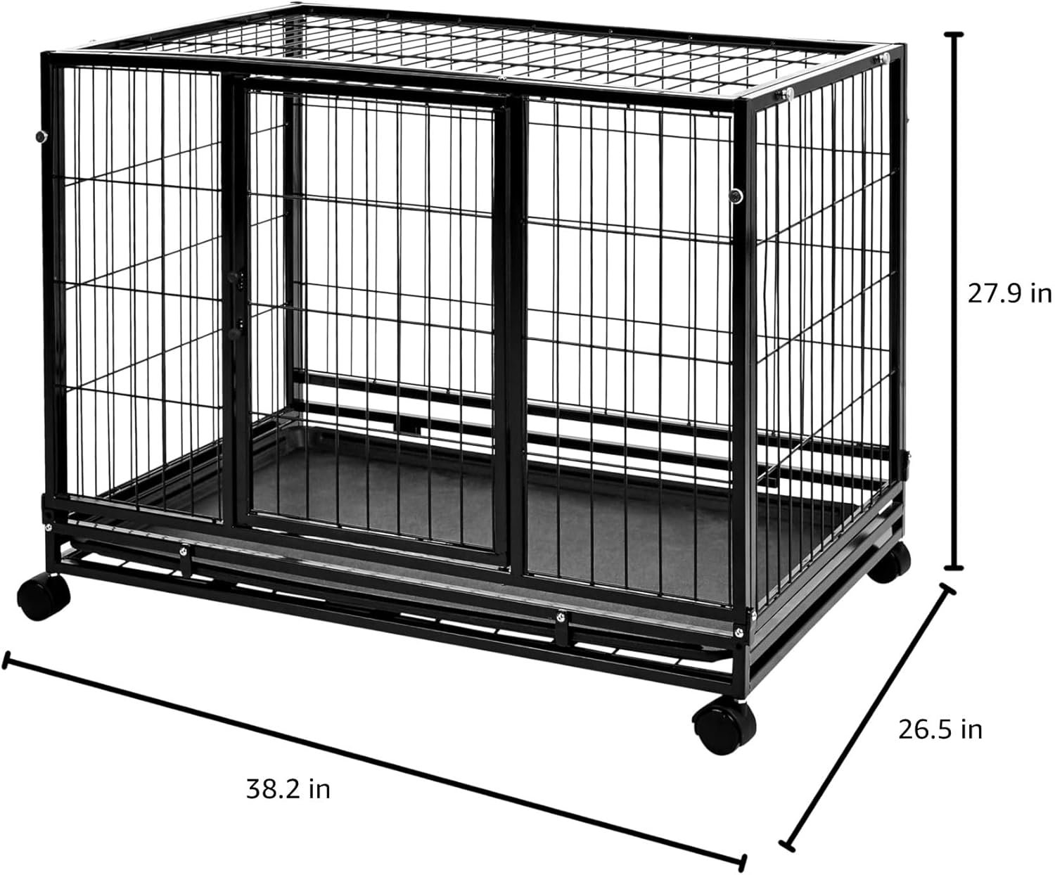 Amazon Basics - Portable Heavy Duty Stackable Dog & Pet Kennel with Tray, Black, 24.0"L x 28.0"W x 37.0"H - Image 5