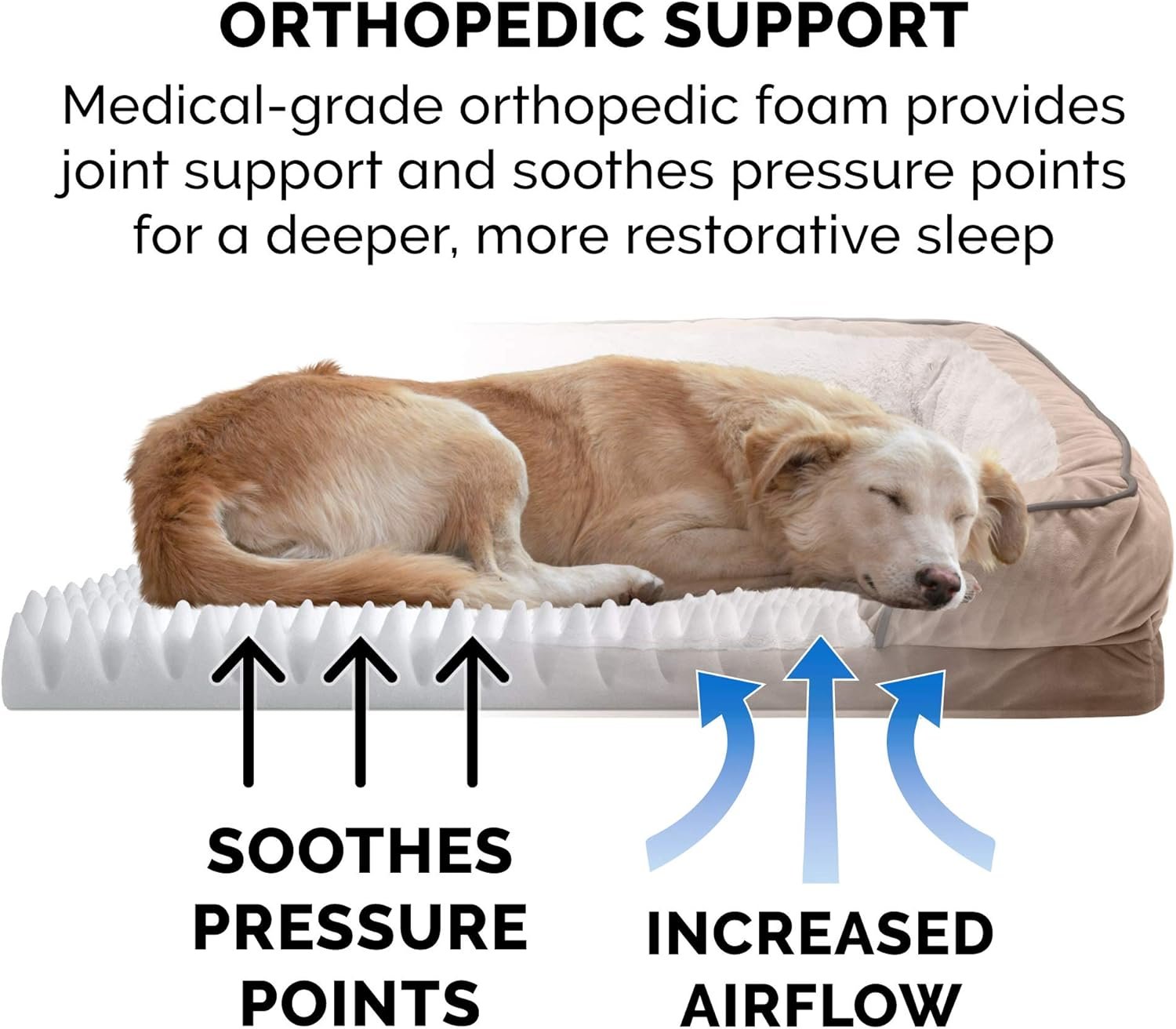 Furhaven Orthopedic Dog Bed for Large Dogs w/ Removable Bolsters & Washable Cover, For Dogs Up to 95 lbs - Plush & Velvet Waves Perfect Comfort Sofa - Brownstone, Jumbo/XL - Image 6