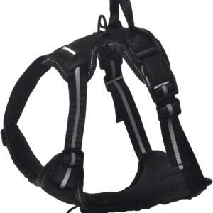 Amazon Basics No-Pull Dog Harness, Adjustable Soft Padded Vest with Reflective Stripes, Medium, Black