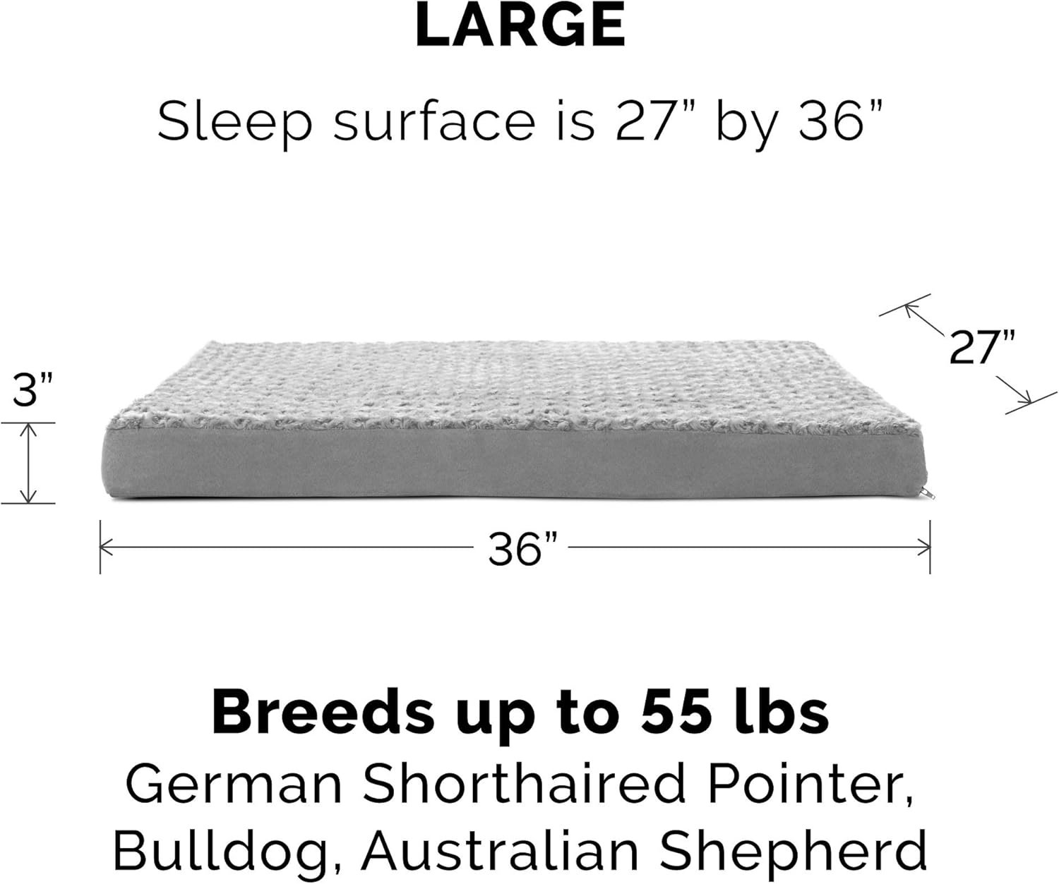 Furhaven Orthopedic Dog Bed for Large/Medium Dogs w/ Removable Washable Cover, For Dogs Up to 55 lbs - Ultra Plush Faux Fur & Suede Mattress - Gray, Large - Image 2