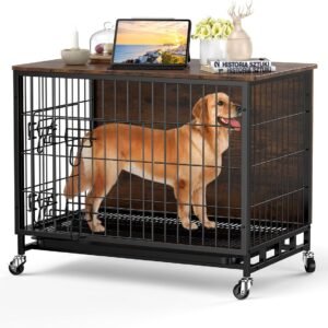 2024 New Dog Crate Furniture, Compact 27.2" Small Dog Dual-Entry Kennel Meets Elegant End Table, Effortless Maintenance, Chew-Resistant, Easy Mobility for Cozy Spaces, Rustic Brown