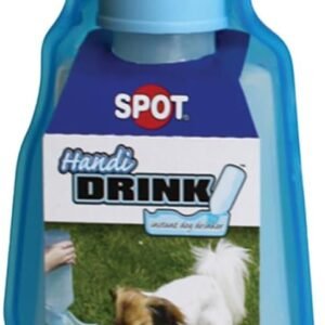 SPOT Pet Handi-Drink Mini Water Bottle – 9oz Travel Dog & Cat Water Dispenser with Fold-Out Trough, Sport Belt Clip & 60-Inch Carry Strap – Portable, Leak-Proof Hydration for Walks & Travel