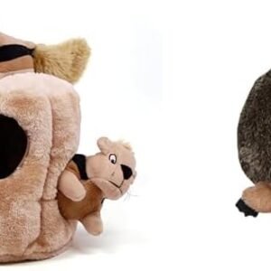 Outward Hound Hide A Squirrel Plush Dog Toy Puzzle, Large & Hedgehogz Plush Dog Toy, Medium
