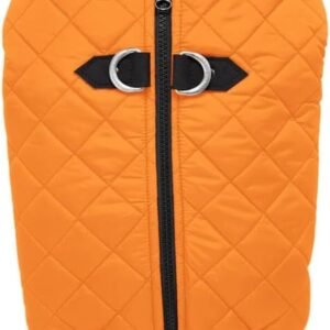 Gooby Fashion Vest Dog Jacket - Orange, Large - Warm Zip Up Bomber Vest with Dual D Ring Leash - Winter Water Resistant Small Dog Sweater
