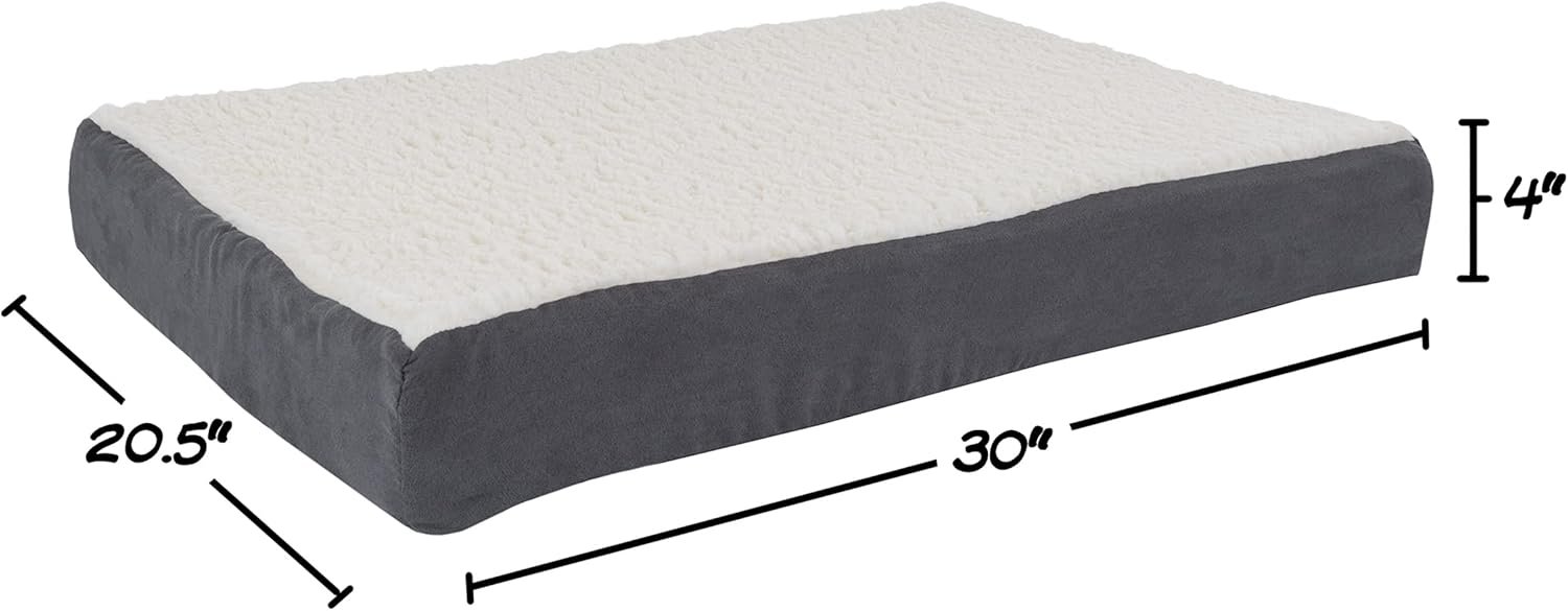 PETMAKER Orthopedic Pet Bed – 2-Layer Memory Foam Dog Bed with Removable Sherpa Cover – Comes with Additional Mattress Replacement Cover (Gray) - Image 2