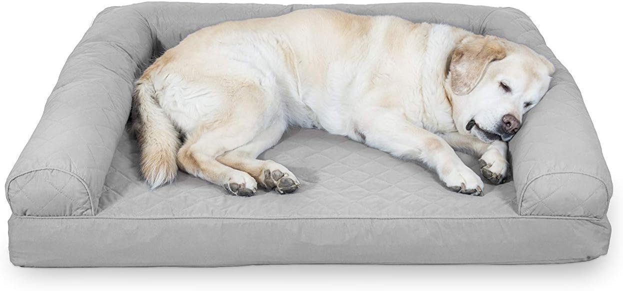 Furhaven Cooling Gel Dog Bed for Large Dogs w/ Removable Bolsters & Washable Cover, For Dogs Up to 95 lbs - Quilted Sofa - Silver Gray, Jumbo/XL - Image 8