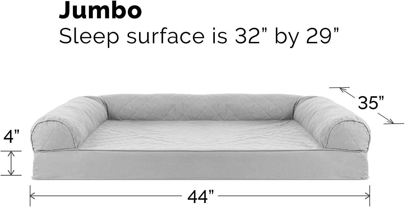 Furhaven Cooling Gel Dog Bed for Large Dogs w/ Removable Bolsters & Washable Cover, For Dogs Up to 95 lbs - Quilted Sofa - Silver Gray, Jumbo/XL - Image 5