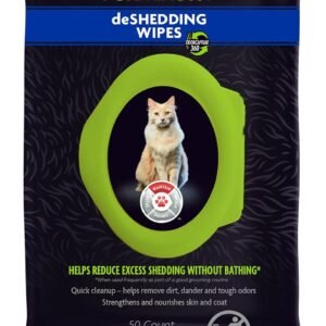 Furminator DeShedding Grooming Wipes for Cats Refresh and Deodorize Coat Without Bathing, 50 Count
