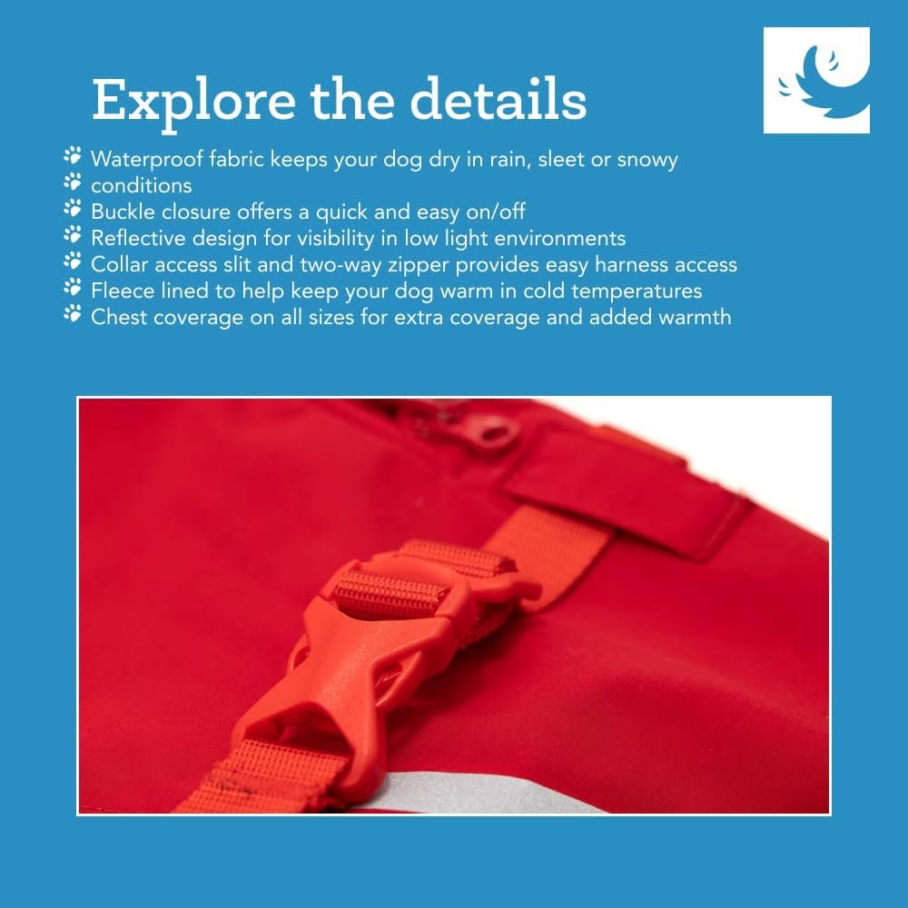 RC Pets Cold Weather, Fleece Lined, Waterproof Circuit Coat | 18 Inches, Red/Goji Berry - Image 2