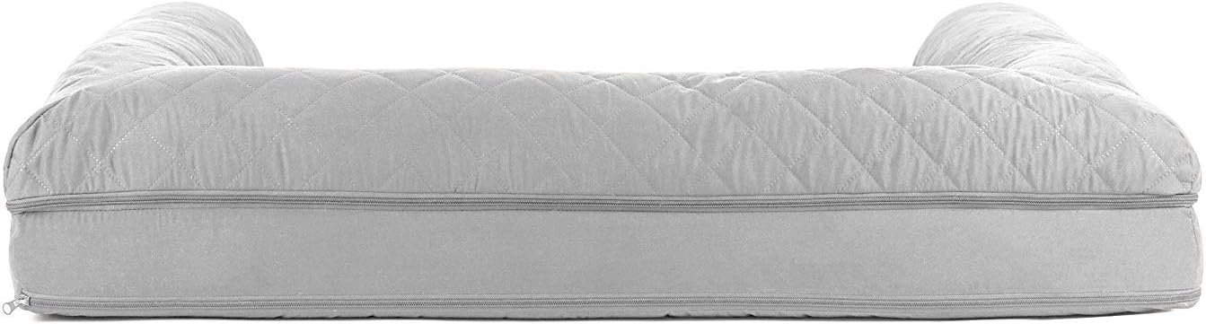 Furhaven Cooling Gel Dog Bed for Large Dogs w/ Removable Bolsters & Washable Cover, For Dogs Up to 95 lbs - Quilted Sofa - Silver Gray, Jumbo/XL - Image 4