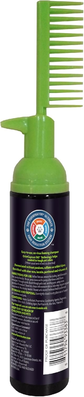 FURminator Tub-Free Deshedding Foam Comb, 3 Ounces, Grooming Comb for Cats Helps Freshen Coat and Reduce Odors with No Rinsing - Image 2