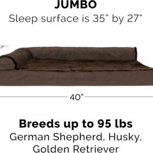 Alternative view of Furhaven Memory Foam Dog Bed for Large Dogs w/ Removable Bolsters & Washable Cover, For Dogs Up to 95 lbs - Plush & Velvet L Shaped Chaise - Sable Brown, Jumbo/XL