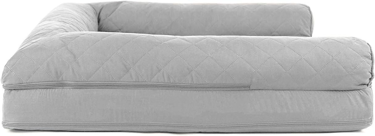 Furhaven Cooling Gel Dog Bed for Large Dogs w/ Removable Bolsters & Washable Cover, For Dogs Up to 95 lbs - Quilted Sofa - Silver Gray, Jumbo/XL - Image 3
