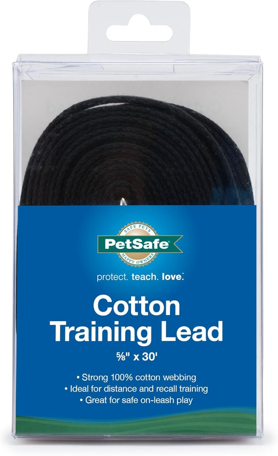 PetSafe Cotton Dog Training Lead - Great for Small, Medium and Large Breeds - 30 ft, 5/8" x 30', Black - Image 2