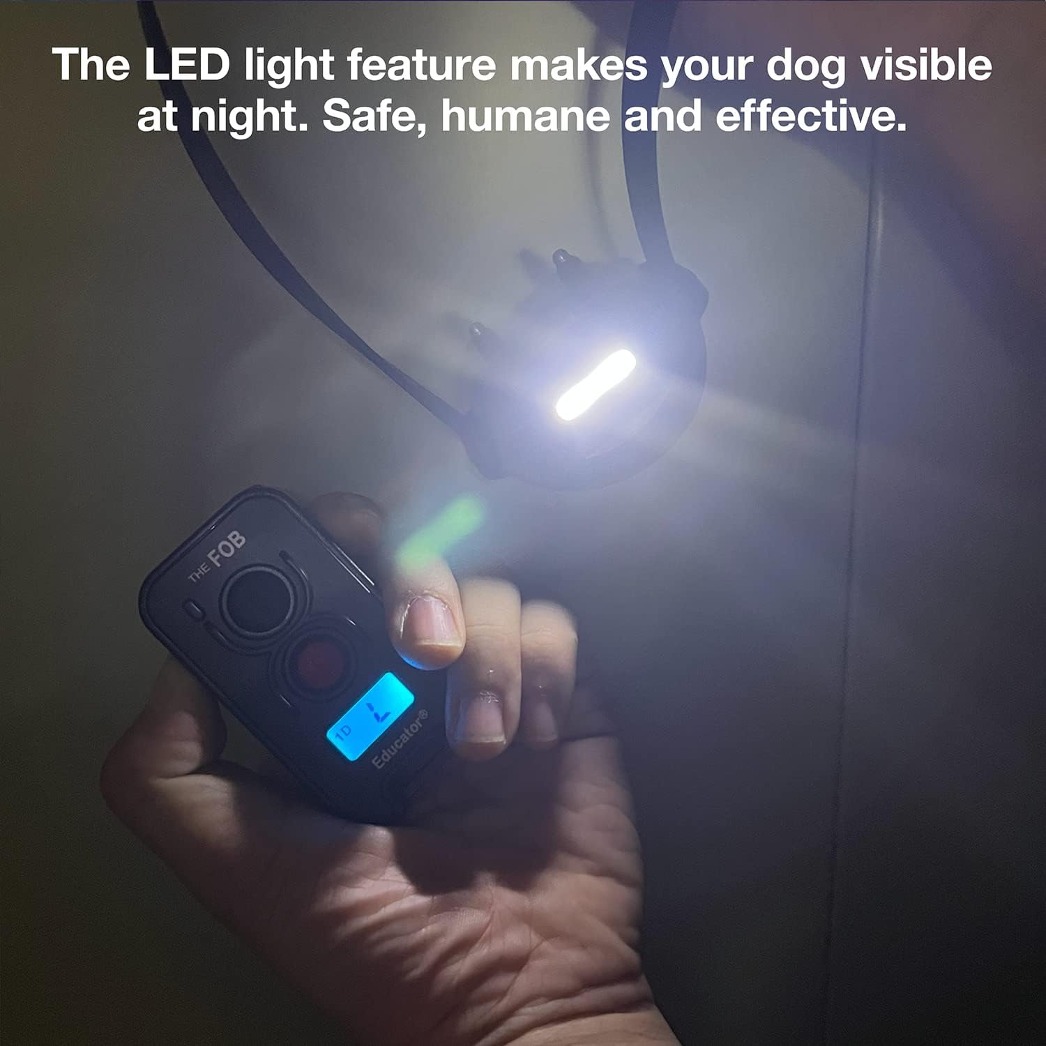 Educator FOB 300 Yard Dog Training Collar with Remote and Finger Button, Humane Stimulation, Pavlovian Tone, Waterproof, Odorproof Biothane Collar, Night Light, Rechargeable, 1 Dog (USA Only), Black - Image 7