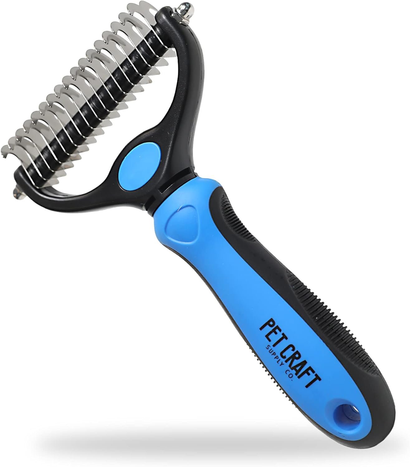 Pet Craft Supply Dog Grooming Rake Undercoat Brush 2-in-1 Pet Deshedding Dematting Detangler Tool with Double Sided Metal Comb Head for Cats and Dogs with Long or Short Hair Fur