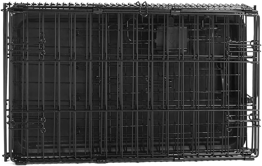 Amazon Basics Durable, Foldable Metal Wire Pet Crate with Tray, Portable and Sturdy for Travel, Single Door, Divider Panel, Perfect Size for Small Dogs, 22 x 13 x 16 in, Black - Image 4