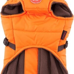 Alternative view of Puppia Mountaineer Winter Dog Coat with integrated harness No Pull Cold Weather Waterproof Warm Fleece Back Zipper for Small & Medium Dog, ORANGE, Large