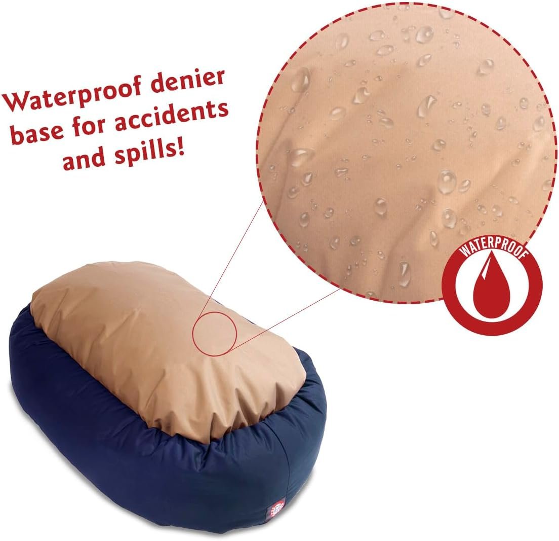 Majestic Pet 40 Inch Bagel Calming Dog Bed Washable – Cozy Soft Round Dog Bed with Spine Support for Dogs to Rest their Head - Fluffy Donut Dog Bed 40x29x9 (Inch) - Round Pet Bed Large – Blue - Image 6