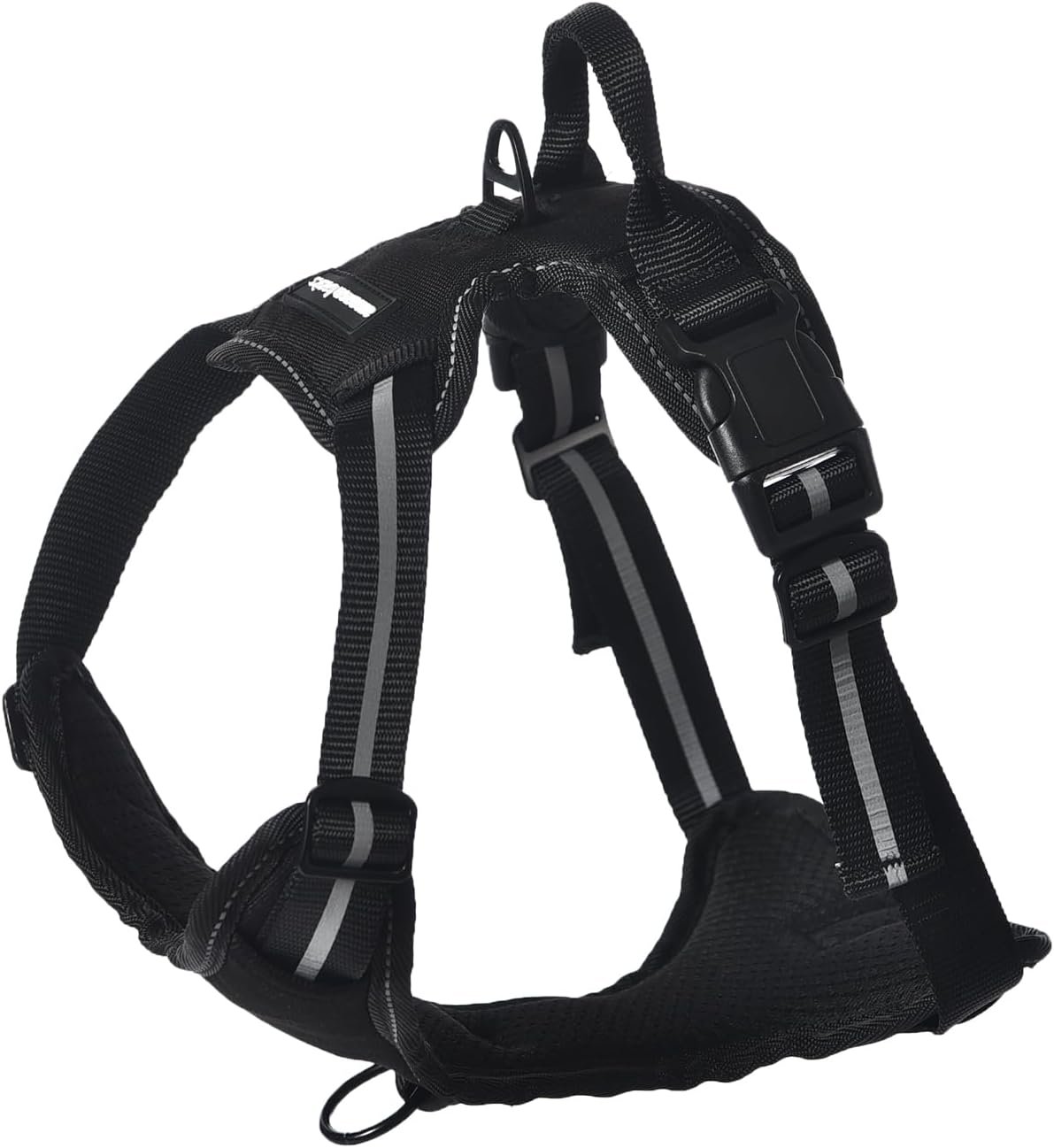 Amazon Basics No-Pull Dog Harness, Adjustable Soft Padded Vest with Reflective Stripes, Large, Black