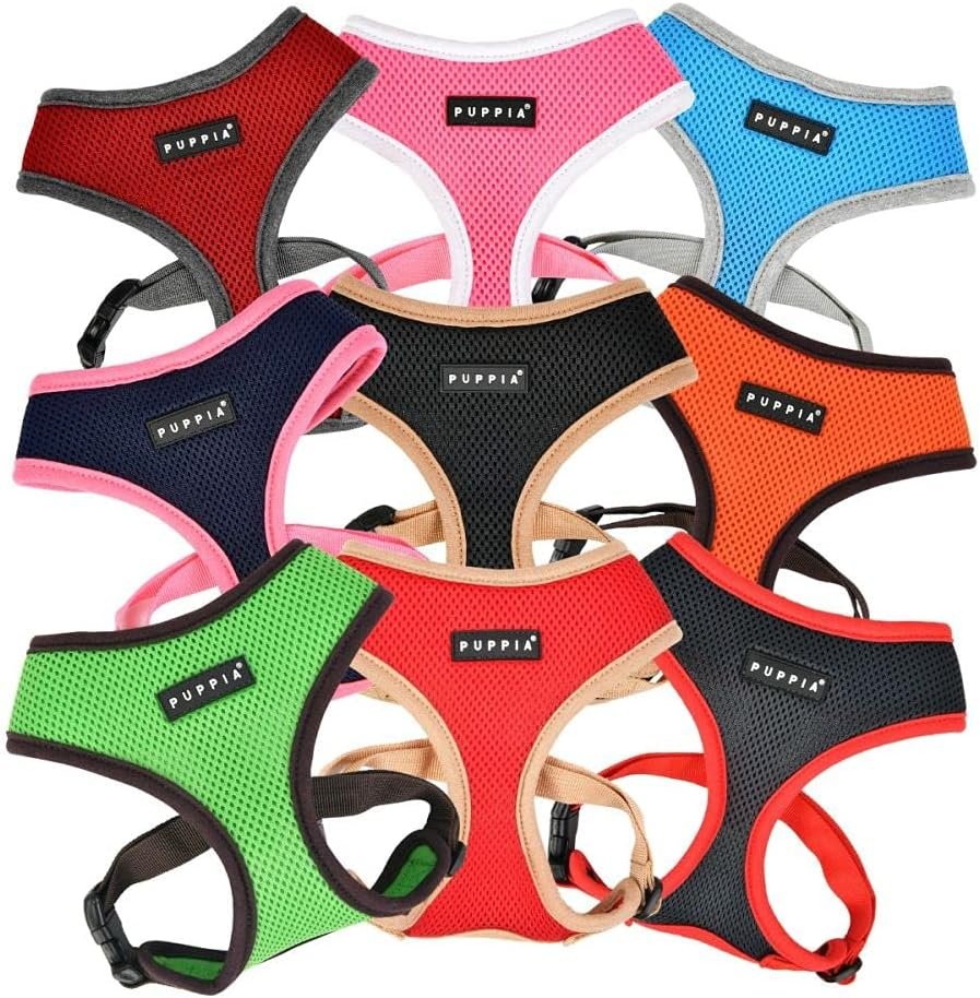 Puppia Soft Dog Harness II Mesh Over-The-Head All Season No Pull No Choke Walking Training Adjustable for Small & Medium Dog - RED - S - Image 6