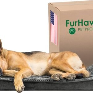 Furhaven Orthopedic Dog Bed for Large Dogs w/ Removable Washable Cover, For Dogs Up to 75 lbs - Minky Plush & Velvet Luxe Lounger Contour Mattress - Gray, Jumbo/XL
