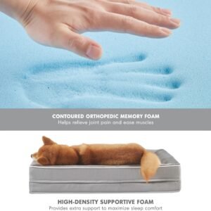 Alternative view of Friends Forever Orthopedic Dog Bed for Medium Dogs, Waterproof Memory Foam Dog Sofa Bed M with Removable Washable Cover, Ally Grey, 28x23x6.5