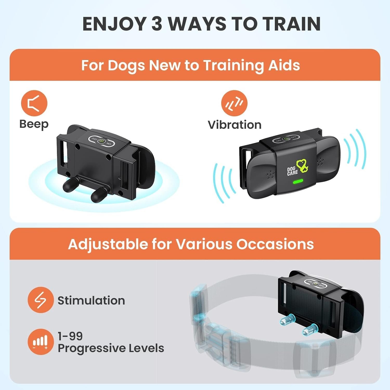 DOG CARE Dog Shock Collar with Remote, Dog Training Collars with 3 Modes, Waterproof Electronic Dog E Collar with 1500FT Remote, Keypad Lock for All Dogs - Image 2