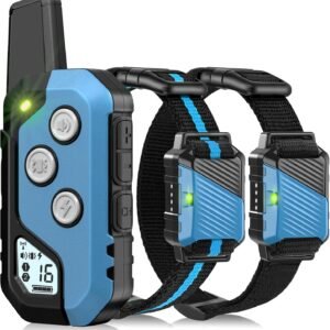Shock Collar for Dogs, Dog Training Collar with Remote Control for 2 Dogs, 3 Training Modes with Beep, Vibration and Satic, Waterproof, Rechargeable E Collar for Large Medium Small