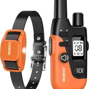 Jugbow Dog Training Collar - 4200FT Remote Dog Collar for Small Medium Large Dogs, LED Light Electric Collar with Beep/Safe Static/Vibration Modes, IPX8 Waterproof Rechargeable Ecollar(Orange)