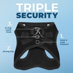 Alternative view of Best Pet Supplies - All Weather Mesh / Plush, Reflective, No Pull Harness for Small, Medium Dogs, Cats - Secure with Hook & Loop Fastener, Buckle, Double D-Rings - Black/Black Trim, M