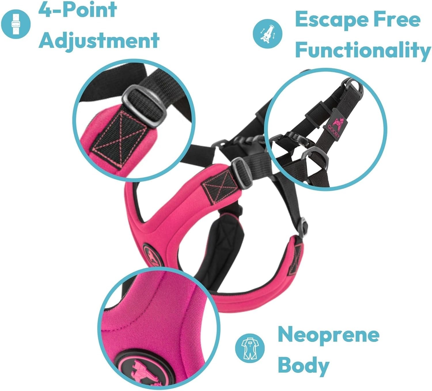 Gooby Escape Free Sport Harness - Blue, Small - No Choke Step-in Patented Neoprene Dog Harness with Four-Point Adjustment for Small to Medium Dogs - Image 4