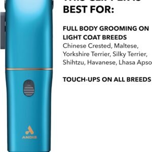 Alternative view of Andis Easy Clip Adjustable Blade Corded Dog Clipper, 11 Piece Kit, Lightweight, Powerful Motor, Blue, 560814