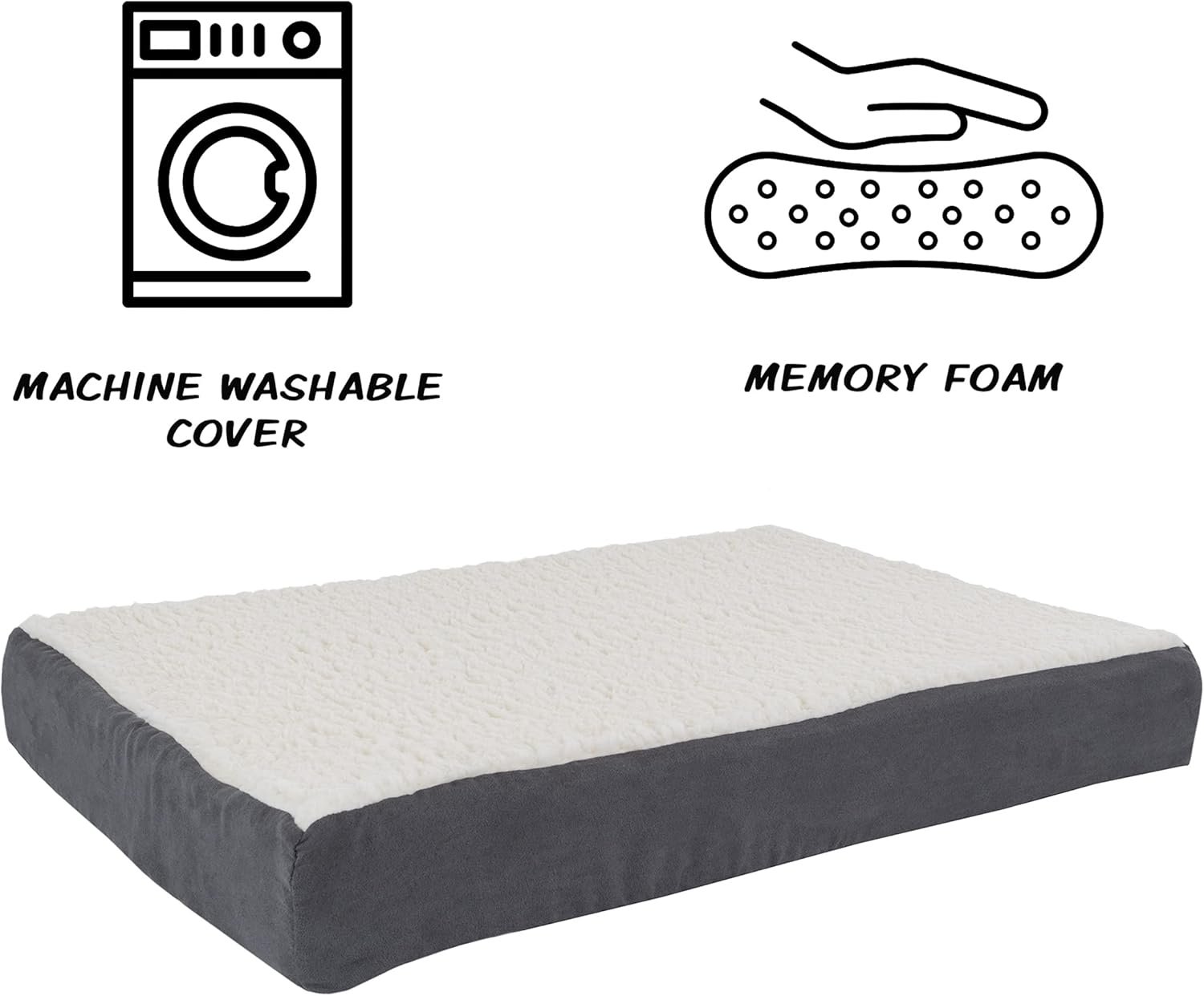 PETMAKER Orthopedic Pet Bed – 2-Layer Memory Foam Dog Bed with Removable Sherpa Cover – Comes with Additional Mattress Replacement Cover (Gray) - Image 3
