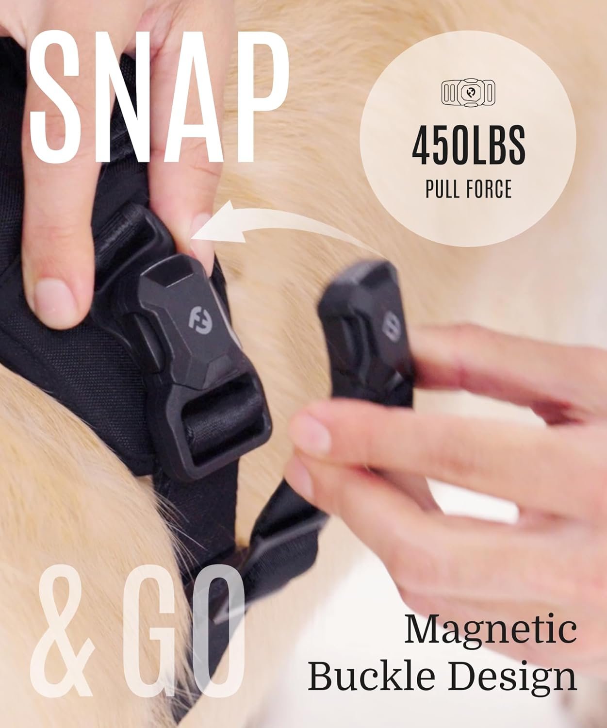 2025 New Edition, Fei & Eve MagEase Dog Harness - 3-Second Magnetic Buckles | 3-Point No-Pull Control | Heavy-Duty 900D Nylon | Dual Safety Handles | Breathable Mesh | Adjustable Fit | Large, Pink - Image 2