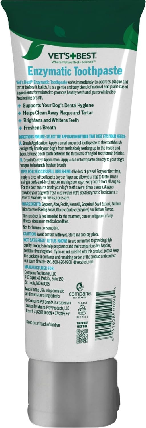 Vet’s Best Enzymatic Dog Toothpaste – Vet Formulated Dental Gel for Teeth Cleaning, Fresh Breath, Tartar Control, Plaque Remover & Oral Hygiene for Dogs, 3.5 oz - Image 9
