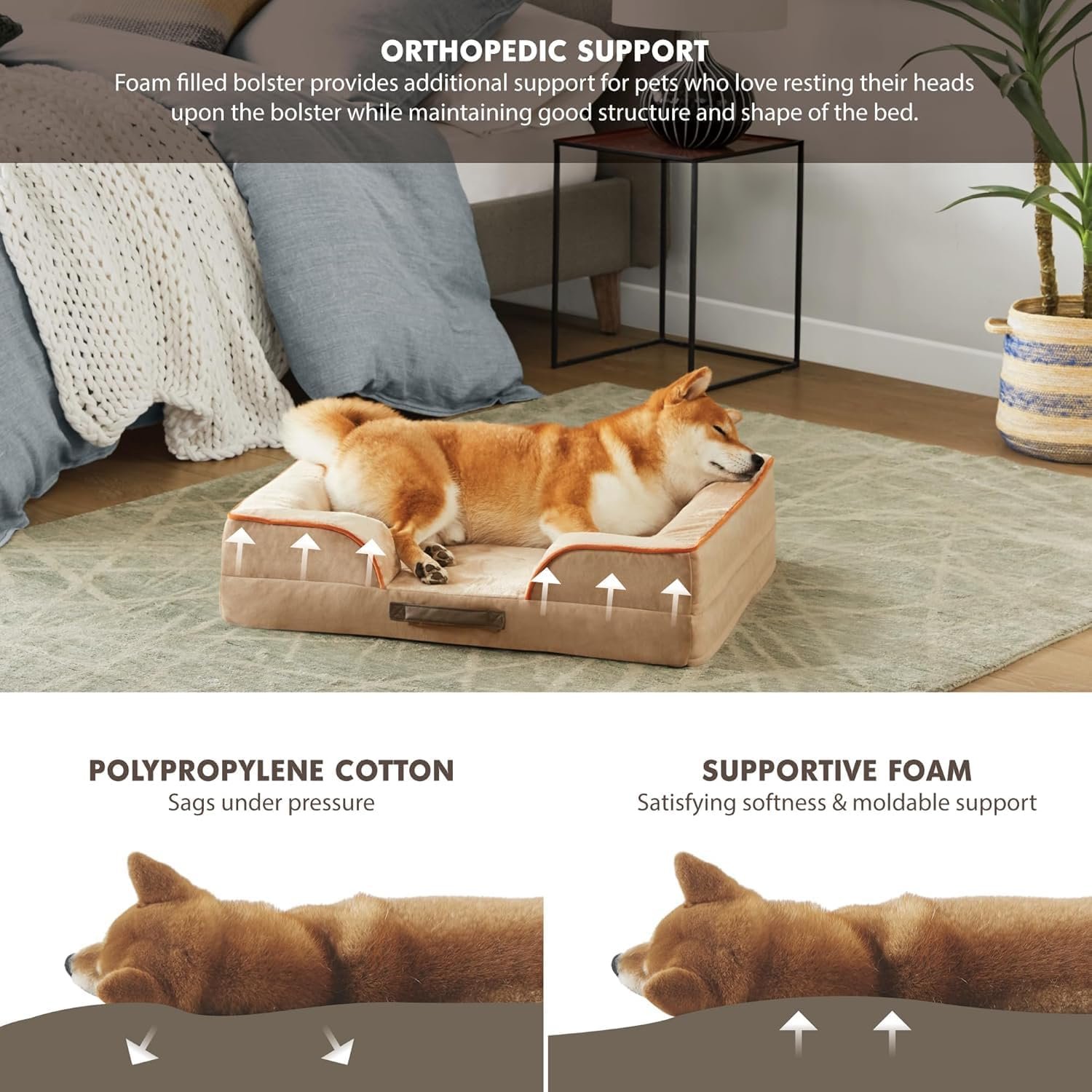 Friends Forever Orthopedic Dog Bed for Medium Dogs, Waterproof Memory Foam Dog Sofa Bed M with Removable Washable Cover, Ally Grey, 28x23x6.5 - Image 4