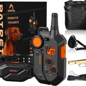 PATPET Dog Training Collar, 1.2 Mile Range 101 Training Levels Dog Shock Collar with Remote Control (15-150 lbs), Waterproof 100% Safe E Collar for Large Breed for Dogs Black with Vivid Orange