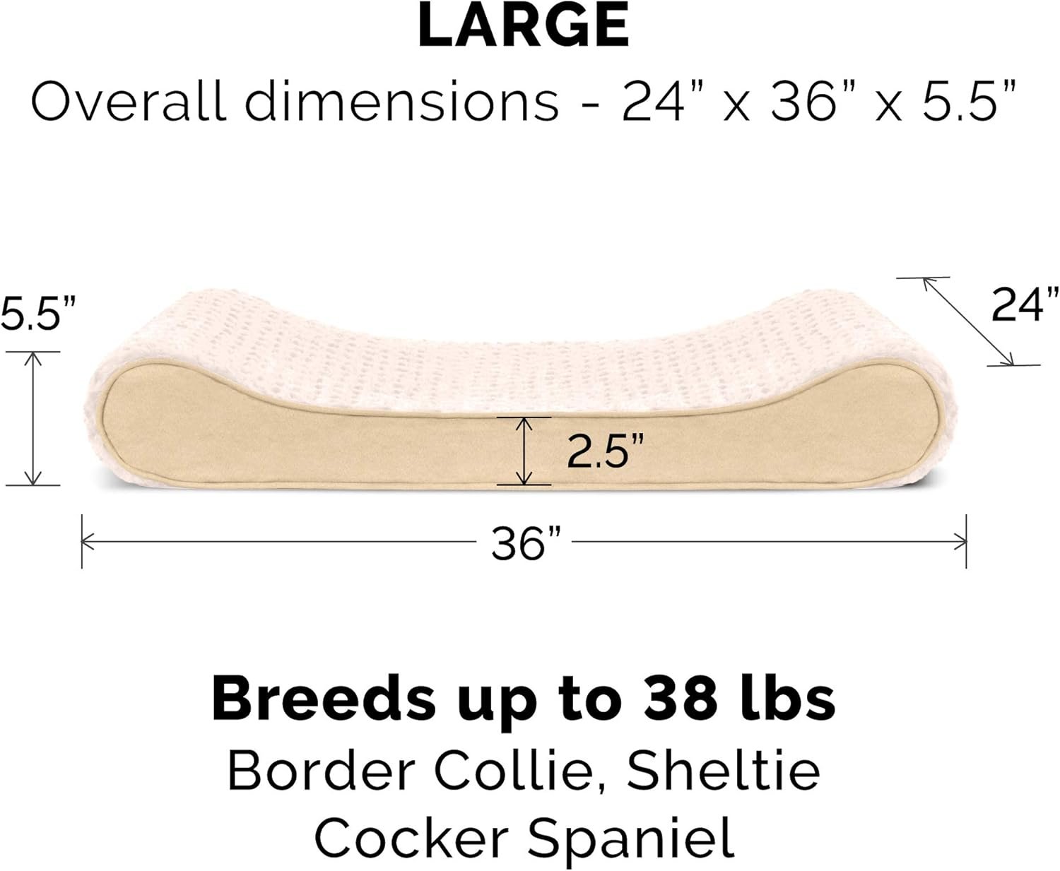 Furhaven Orthopedic Dog Bed for Large/Medium Dogs w/ Removable Washable Cover, For Dogs Up to 38 lbs - Ultra Plush Faux Fur & Suede Luxe Lounger Contour Mattress - Cream, Large - Image 2