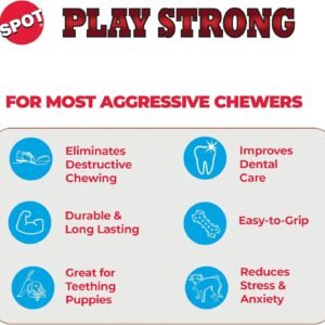 Alternative view of SPOT Play Strong Trident Bone - Durable TPR Long Lasting Dog Chew for Aggressive Chewers, Hole for Treats, Virtually Indestructible Toy for Large Dogs & Puppies up to 90lbs - 6 inch