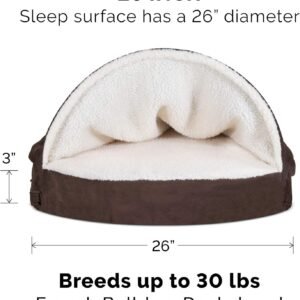 Alternative view of Furhaven 26" Round Memory Foam Dog Bed for Medium/Small Dogs w/ Removable Washable Cover, For Dogs Up to 30 lbs - Sherpa & Suede Snuggery - Espresso, 26-inch