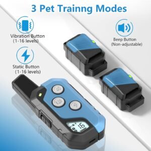 Alternative view of Shock Collar for Dogs, Dog Training Collar with Remote Control for 2 Dogs, 3 Training Modes with Beep, Vibration and Satic, Waterproof, Rechargeable E Collar for Large Medium Small